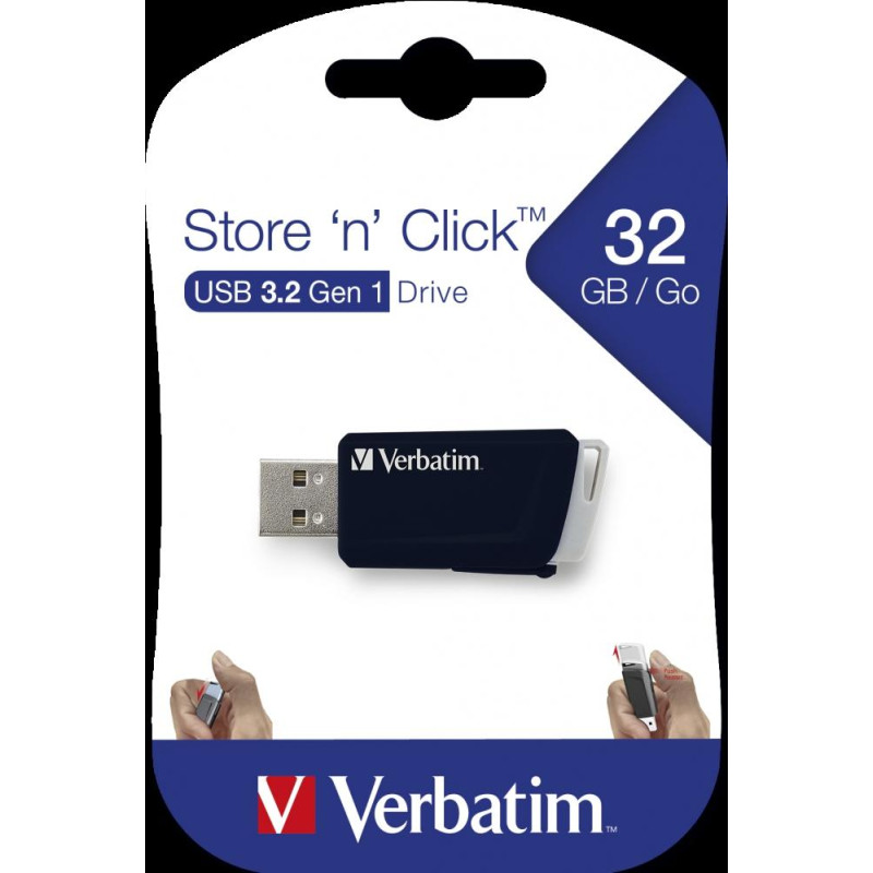 49307 VERBATIM PENDRIVE STORE´N´CLICK 32GB USB 3.2 C/RANURA PARA COLGAR NEGRO