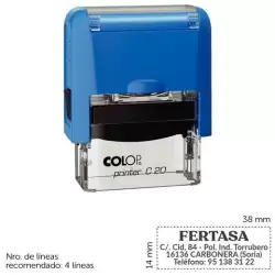 SGC.C20 COLOP SELLO AUTOMÁTICO PRINTER C20 CON PLACA DE TEXTO PERSONALIZABLE 14X38MM 4 LÍNEAS -PARA PERSONALIZAR-