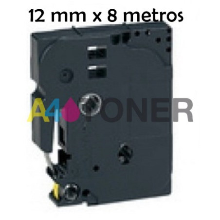 Cinta rotuladora Brother TZ231 / TZE231 blanca 12 mm x 8 metros compatible a TZE-231 / TZ-231