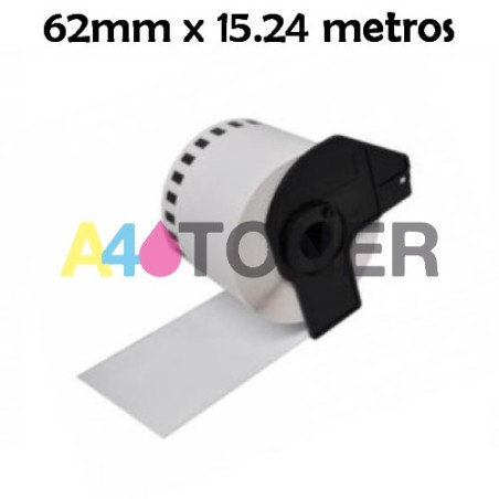 DK22113 Recambio etiquetas compatible brother 62mm x 15.24m transparente