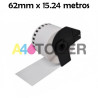 DK22113 Recambio etiquetas compatible brother 62mm x 15.24m transparente