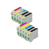 Pack 10 cartuchos de tinta T1291 T1292 T1293 T1294 T1295 compatible epson Manzana