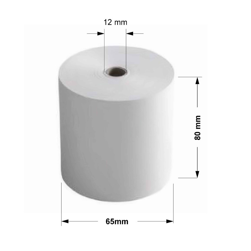 Rollos de papel térmico 80x65x12mm Pack-5