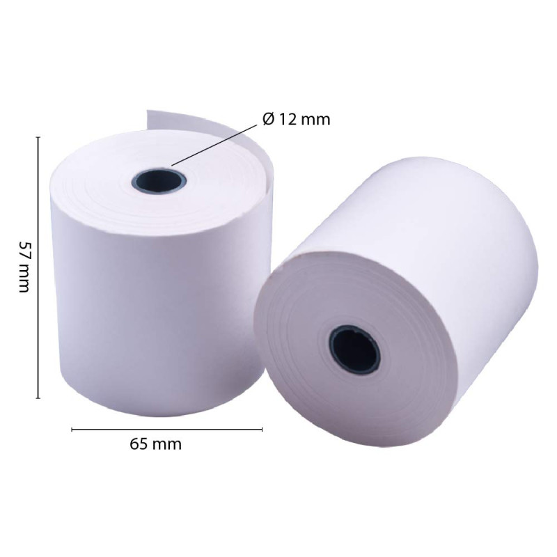Rollos de papel térmico 57x65x12mm Pack-10