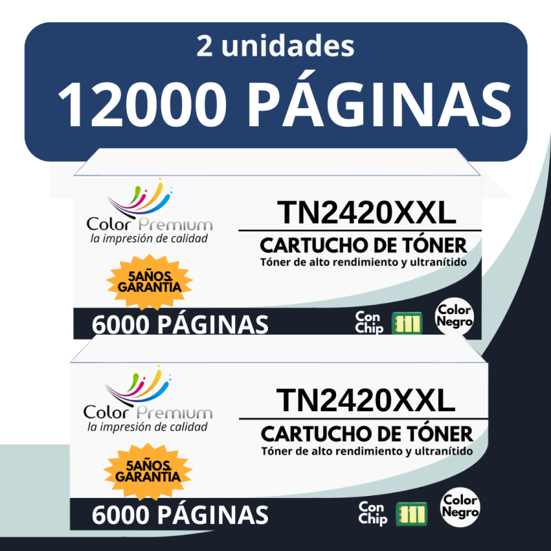 Pack2 - Toner TN2420 XXL compatible 6.000 página