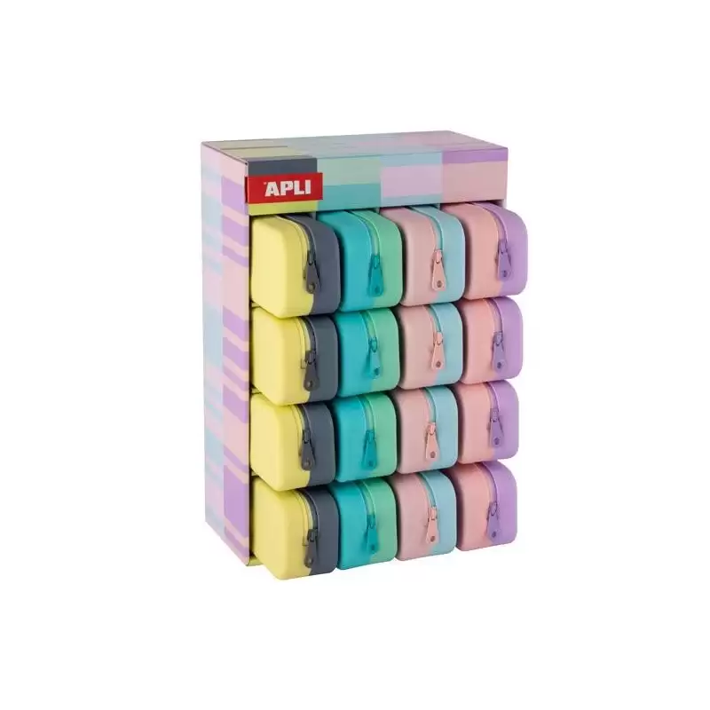 20647 APLI ESTUCHE DE SILICONA BICOLOR NORDIK PASTEL 185X55X75MM EXPOSITOR DE 16 C/SURTIDOS