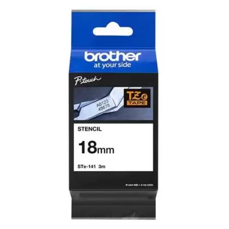 STE141 BROTHER CINTA ROTULADORA DE PLANTILLA LAMINADA DE 18MMX3M (REUTILIZABLE HASTA 50 VECES)