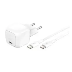 WCA008KQ1MWH-B6 BELKIN CARGADOR PARED USB-C + CABLE USB-C A USB-C 30W BLANCO