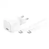 WCA008KQ1MWH-B6 BELKIN CARGADOR PARED USB-C + CABLE USB-C A USB-C 30W BLANCO