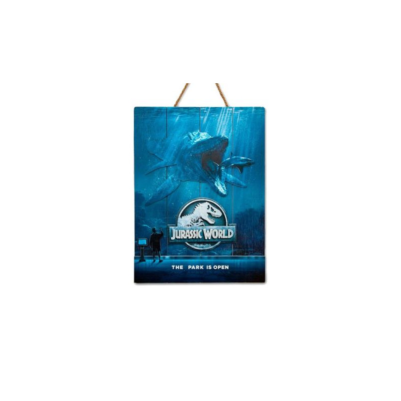 Cartel de Madera WOODART - Jurassic Wold Parck · Ingles