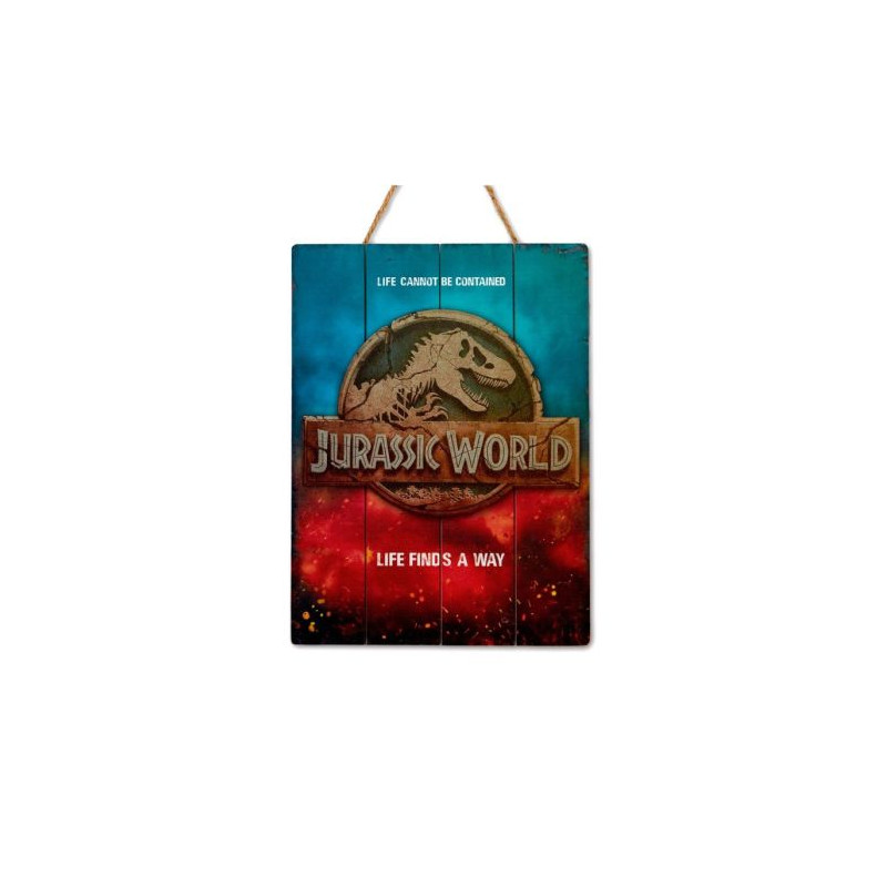 Cartel de Madera WOODART - Logo Jurassic World Park · Ingles