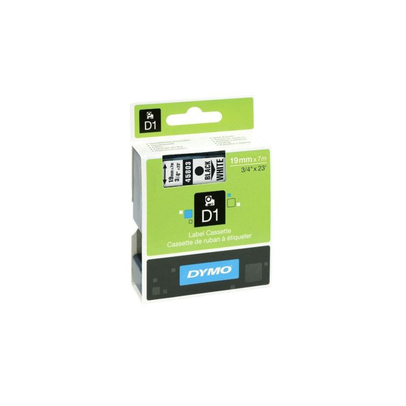 Cinta de Transferencia Térmica DYMO D1 45803 19mm x 7m Negro sobre Blanco - S0720830