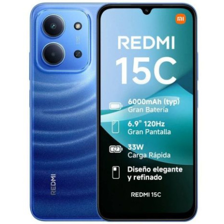 Smartphone XIAOMI Redmi 15C MZB0LBTEU - Helio G81-Ultra · 6.9 HD+ · 4GB · 128GB · HyperOS 2 · Carga Rápida · Azul