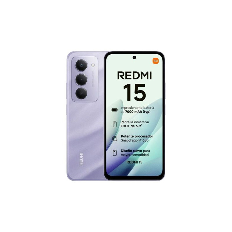 Smartphone XIAOMI Redmi 15 MZB0L22EU - NFC · Snapdragon 685 · 6.9 FHD+ · 8GB · 256GB · HyperOS 2 · Púrpura