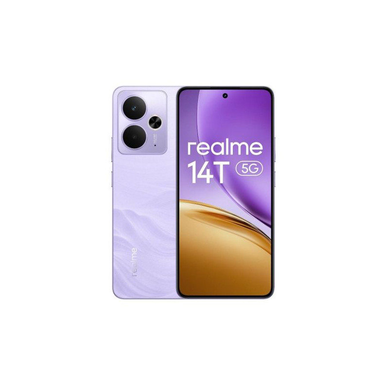 Smartphone REALME 14T - 5G · Dimensity 6300 · 6.67 · 8GB · 256GB · Android 15 · Púrpura