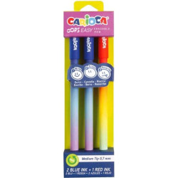 41025 CARIOCA BOLÍGRAFO TINTA BORRABLE OPPS EASY 0.7MM C/SURTIDOS BLÍSTER 3 UD