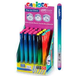 41046 CARIOCA BOLÍGRAFO TINTA BORRABLE OPPS EASY COLORES SURTIDOS EXPOSITOR 30 UD