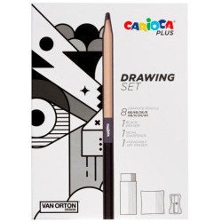 45230 CARIOCA PLUS DRAWING SET DE DIBUJO CON 8 LÁPICES DE GRAFITO SURTIDOS + ACCESORIOS