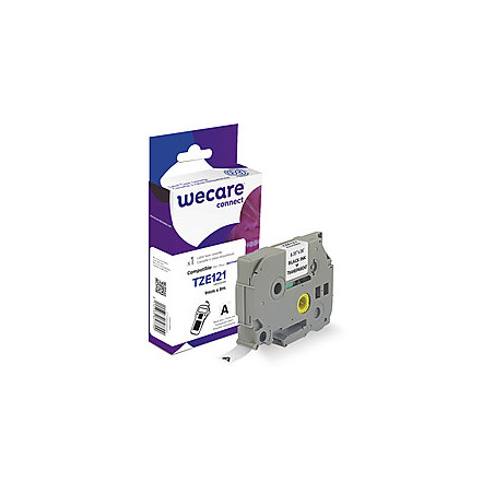 K80020W4 ARMOR WECARE Etiqueta transparente Texto negro para BROTHER TZE121  9MM*8M