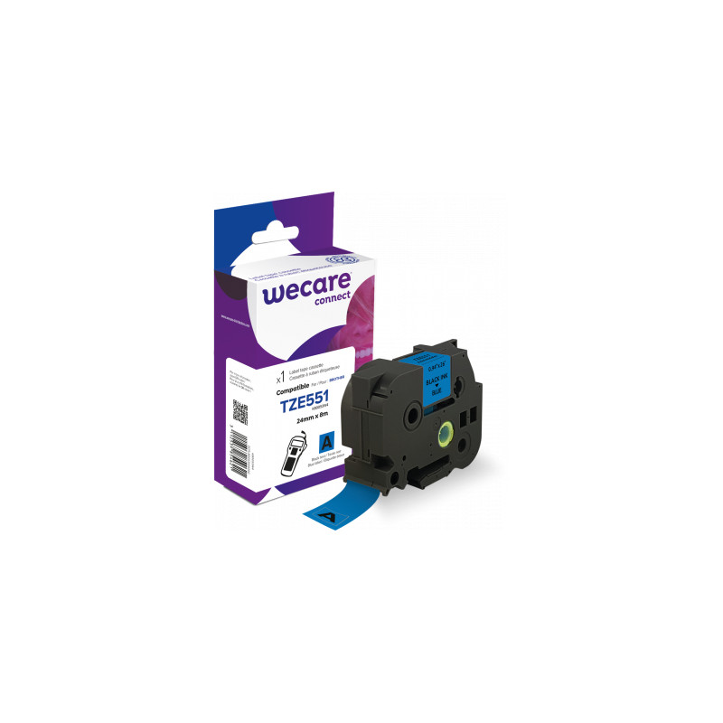K80053W4 ARMOR WECARE Etiqueta Azul Texto Negro para BROTHER TZE551  24MM*8M