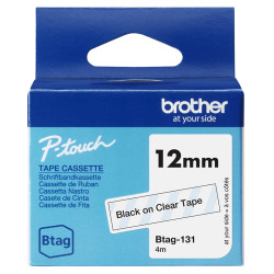 BTAG131 BROTHER Cinta domestica Btag 131 negro sobre trasparente. Ancho: 12 mm. Longitud: 4 m