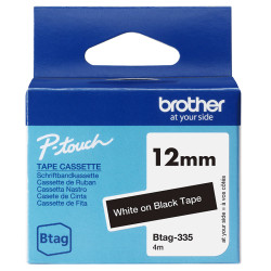 BTAG335 BROTHER Cinta domestica Btag 335 blanco sobre negro. Ancho: 12 mm. Longitud: 4 m