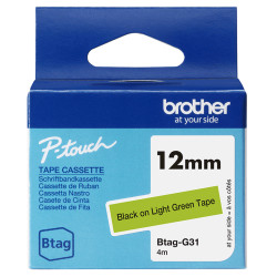 BTAGG31 BROTHER Cinta domestica Btag G31 negro sobre verde. Ancho: 12 mm. Longitud: 4 m