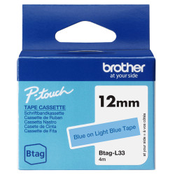 BTAGL33 BROTHER Cinta domestica Btag L33 azul sobre azul claro. Ancho: 12 mm. Longitud: 4 m