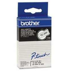 TC201 BROTHER Cinta laminada blanco/negro 12mm