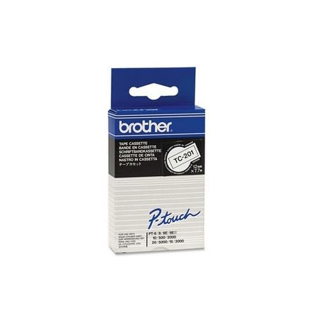 TC201 BROTHER Cinta laminada blanco/negro 12mm