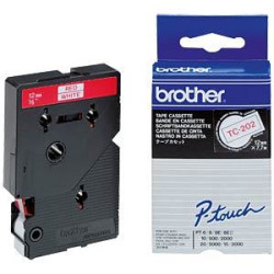 TC202 BROTHER Cinta laminada blanco/rojo 12mm
