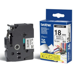 TZE241 BROTHER Cinta laminada blanco/negro 18mm