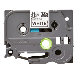 TZE251 BROTHER Cinta laminada blanco/negro 24mm