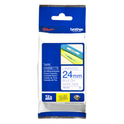 TZE253 BROTHER Cinta laminada blanco/azul 24mm