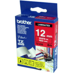 TZE435 BROTHER Cinta laminada rojo/blanco 12mm