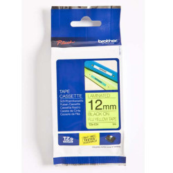 TZEC31 BROTHER Cinta laminada  Amarillo fluorescente / negro 12mm
