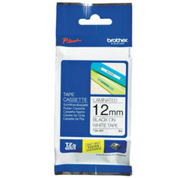 TZEN231 BROTHER Cinta No laminada blano/negro 12mm