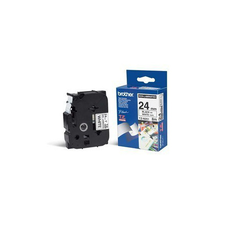 TZEN251 BROTHER Cinta No laminada blano/negro 24mm