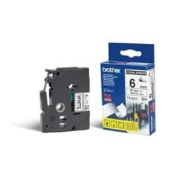 TZES211 BROTHER Cinta laminada Blanco / negro (Superadhesiva) 6mm
