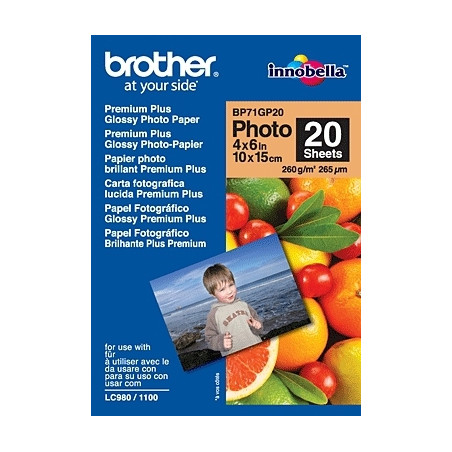 BP71GP20 BROTHER Papel Inkjet Glossy 10x15 20h 260g/m2
