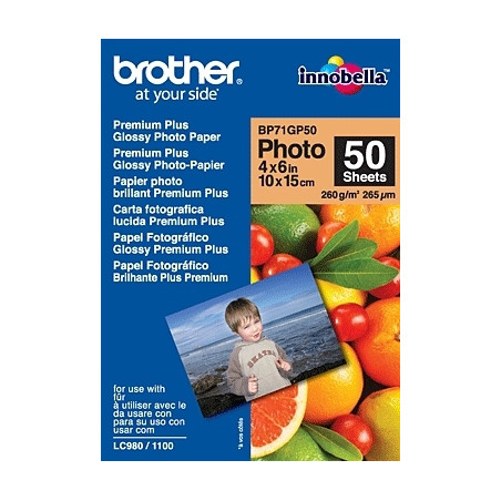 BP71GP50 BROTHER Papel Inkjet Glossy 10x15 50h 260g/m2