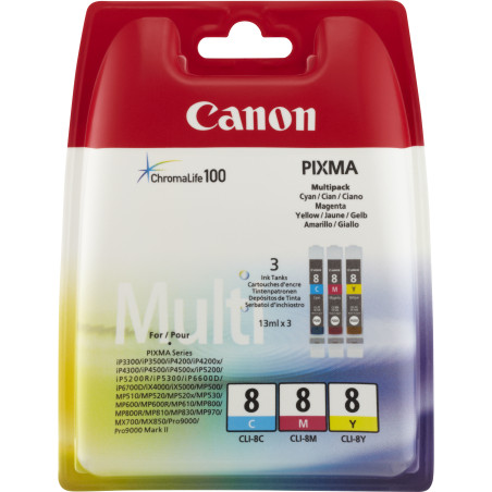 0621B029 Canon BJ-W 8500 Pack 3 Cartuchos Cian/Magenta/Amarillo
