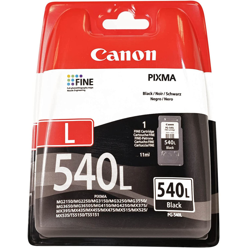 5224B001 CANON Cartucho PG540L negro 11ml 300p. caja carton para MG2150 MG3550