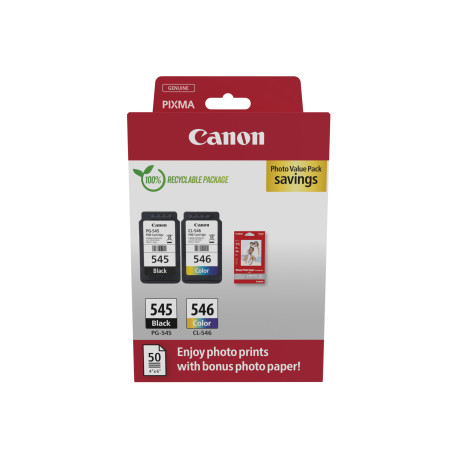 8287B008 CANON Pack 2 PG545/CL546 Photo Value Pack ECO + 50h papel photo carton