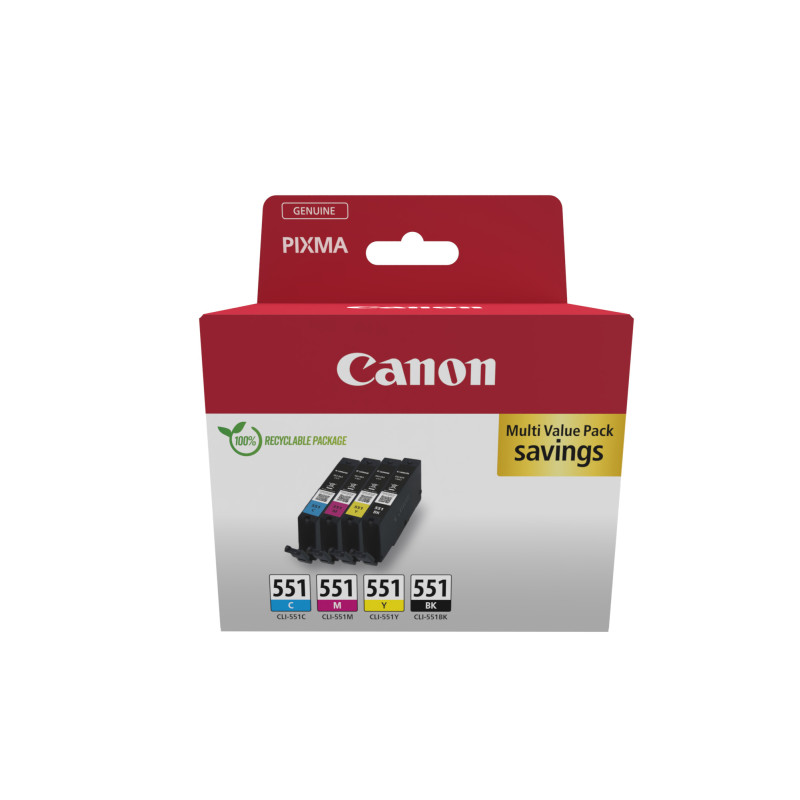 6509B015 CANON Cartuchos CLI551 CMYK Multi EcoPack 4 colores carton