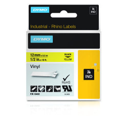 18432 DYMO RHINO Cinta ID1-12 Negro/amarillo vinilo