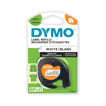 S0718850 DYMO Cinta LT 12mmx4mt -Negro/Blanco para ropa