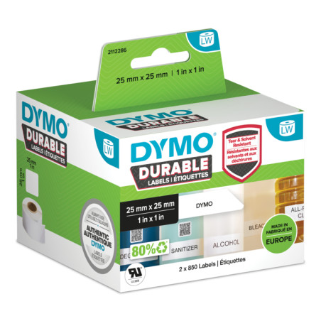 2112286 DYMO Etiqueta LW DURABLE 1" X 1" (25MM X 25MM) Papel blanco