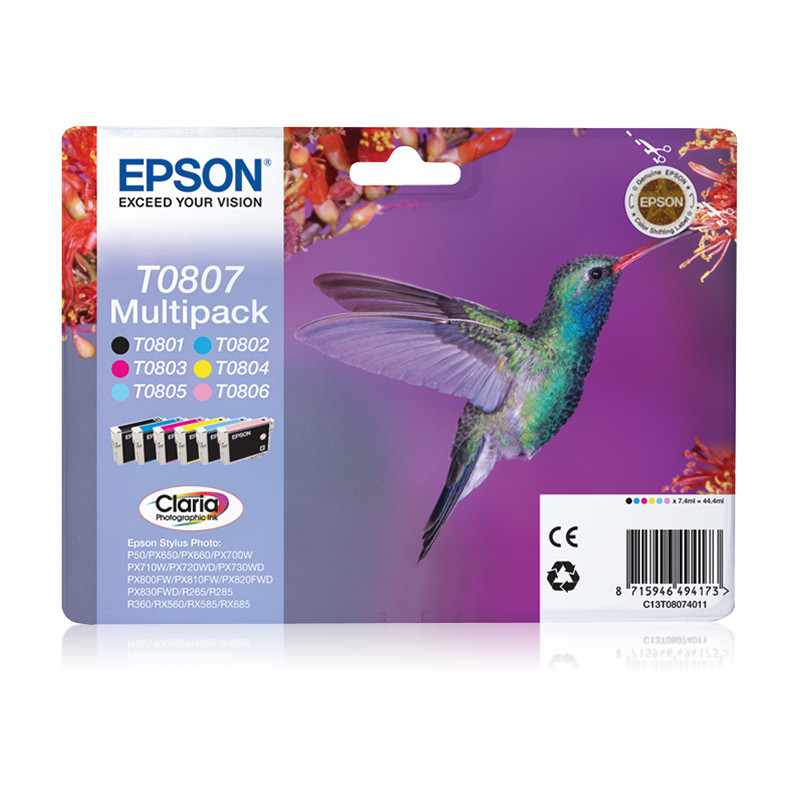 C13T08074021 Epson Stylus Photo R-265/360 Cart. Multipack 6 colores (Radiofrecuencia + acoustic magnetic)