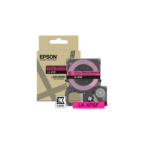 C53S672100 EPSON Cartucho de etiquetas Colour Tape   Fluorescent Pink/Black 12mm(5m)   LK-4PBF